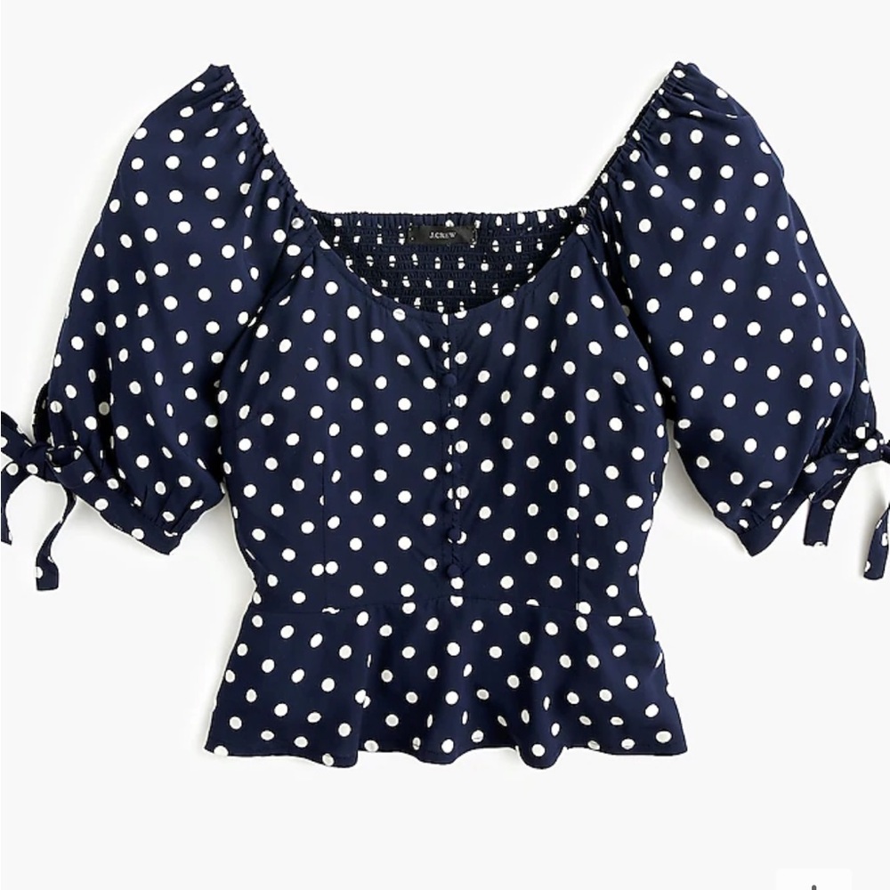 Jcrew Cropped polka dot top in soft rayon S